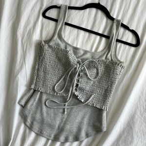 Cinq a Sept Gray Ruched Top